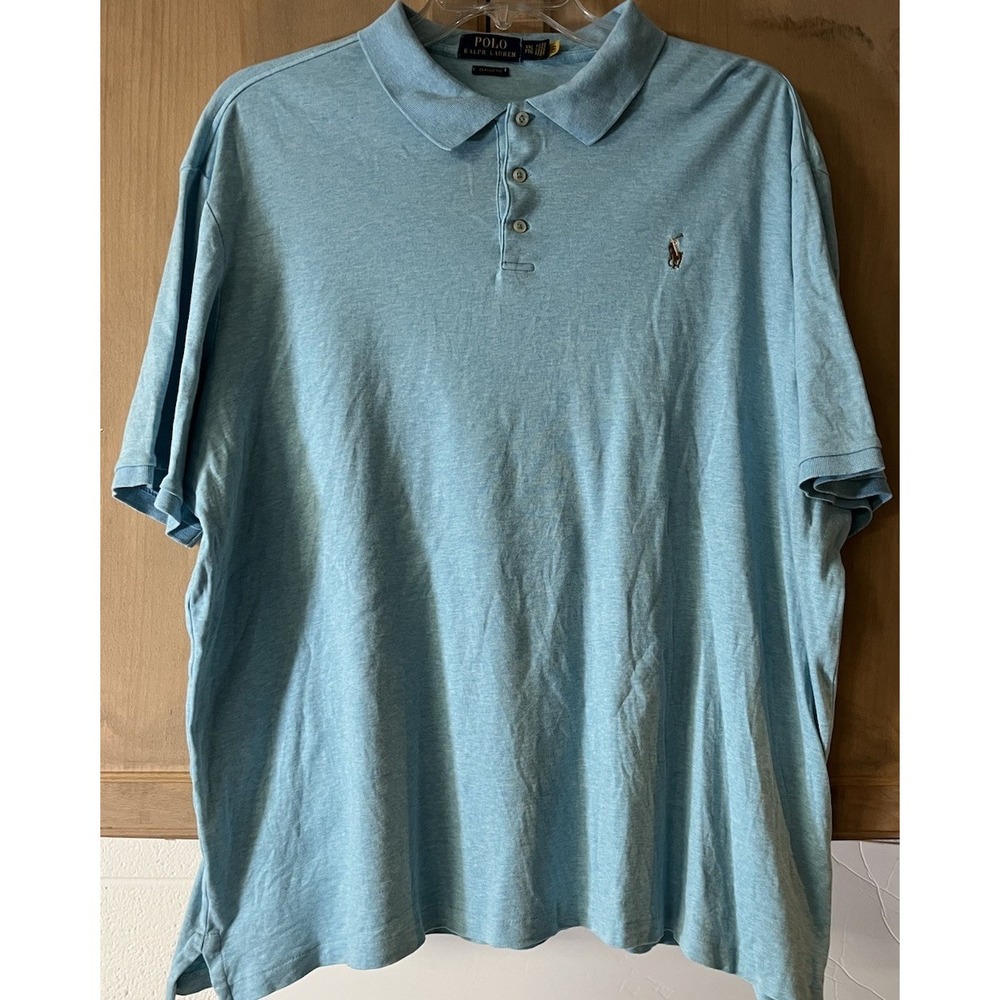 POLO RALPH LAUREN Light Blue SS Polo Shirt Size XXL
